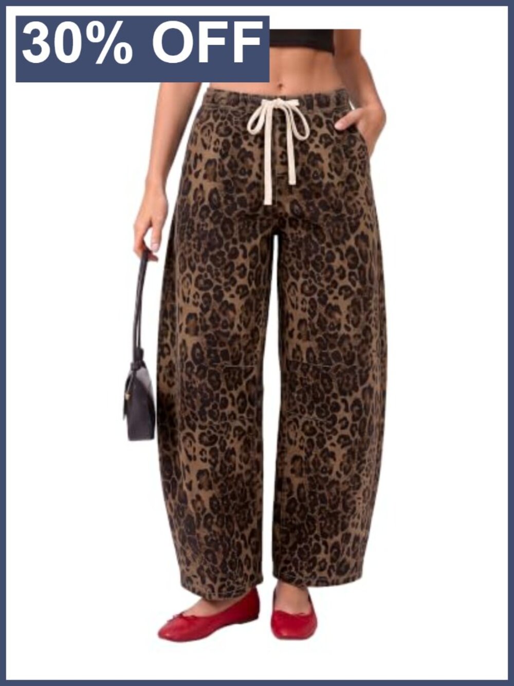 Stretch Denim Barrel Jeans - Elastic Waist Baggy Pull On Pants